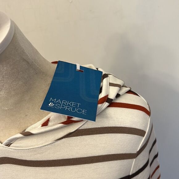 Market & Spruce rust green striped hooded long sleeve sweatshirt Size XS New - Picture 4 of 9